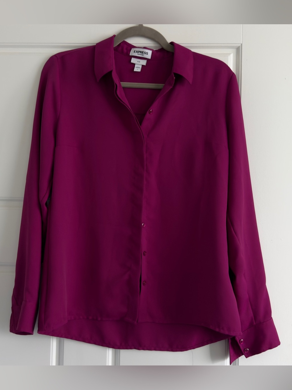 Express Women's Magenta Button-Down Shirt